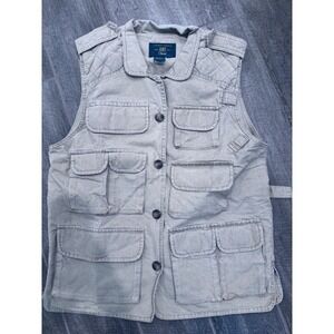 Vintage Orvis‎ CargoTactical Vest Khaki Tan Button Front Fishing Hunt Small